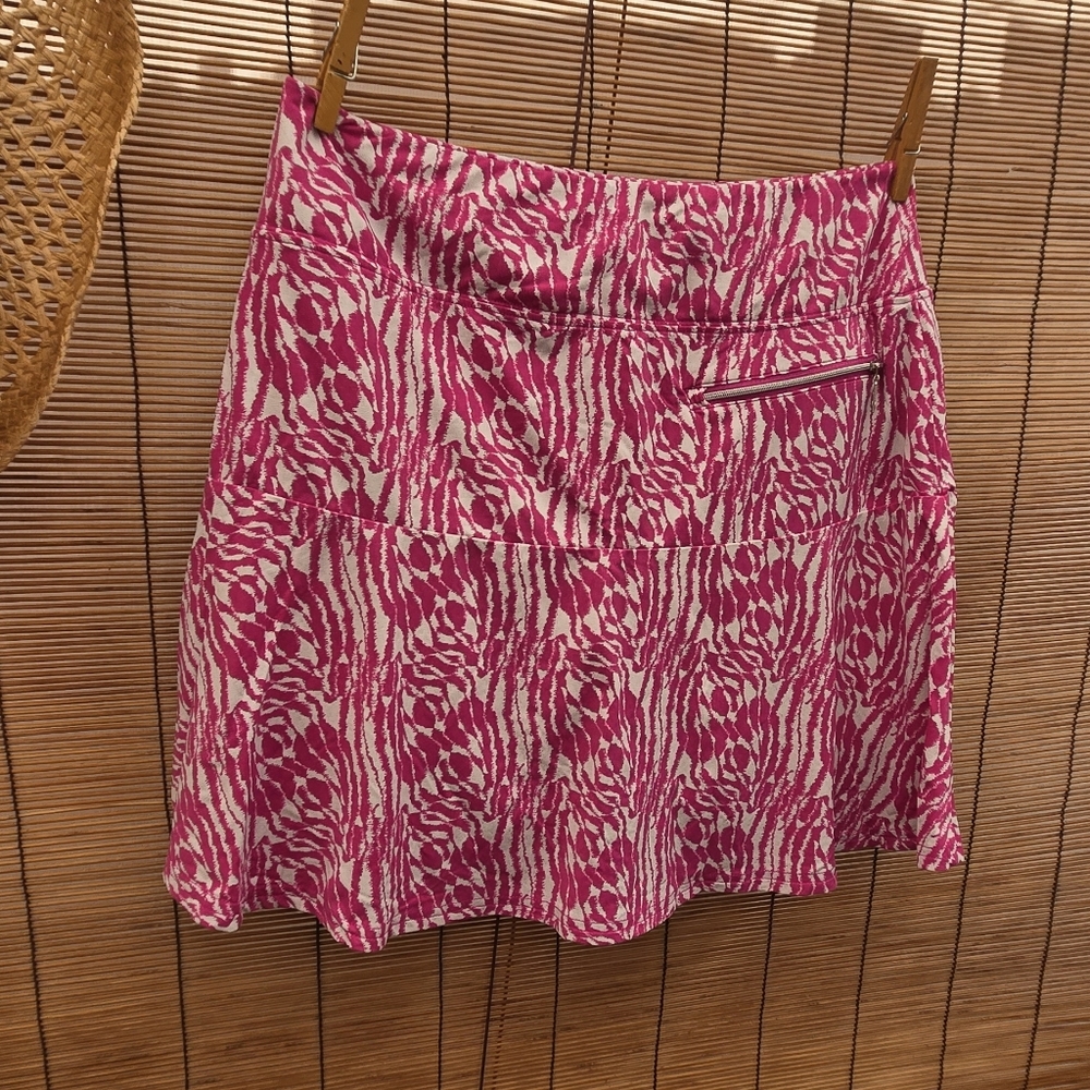 GGblue Luxe Sport Women’s Medium Pink Zebra Print Athletic Skort Built-In Shorts